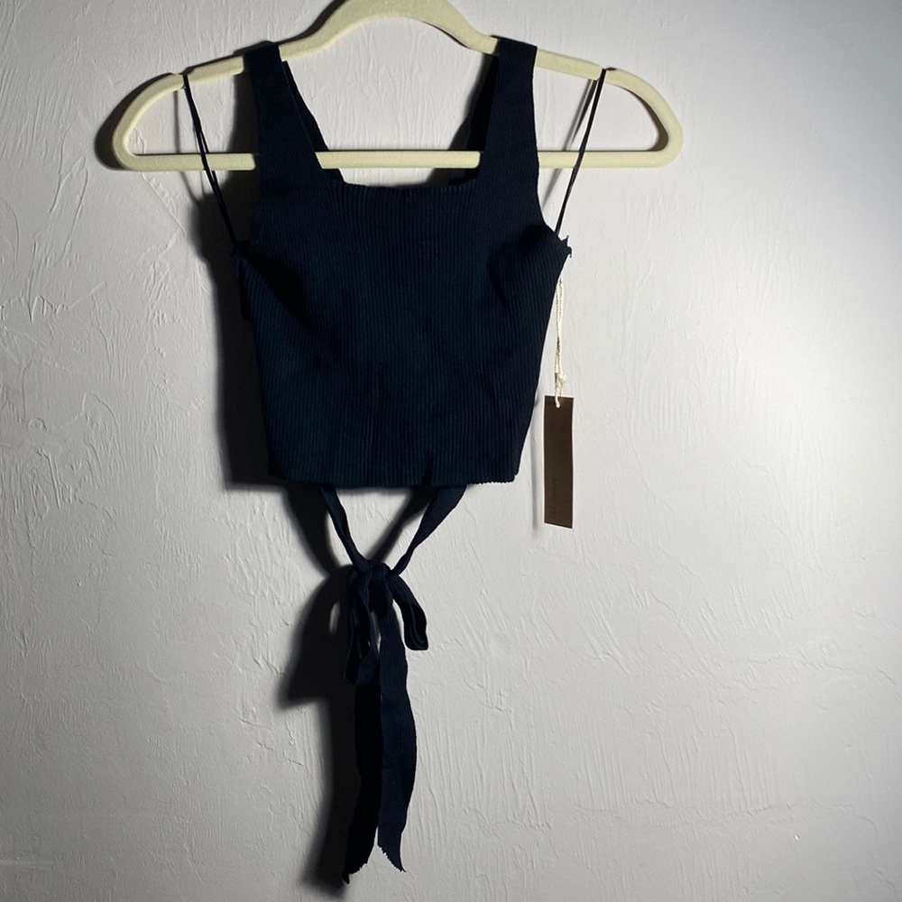 Dreamers by debut black tie around crop top. Size S